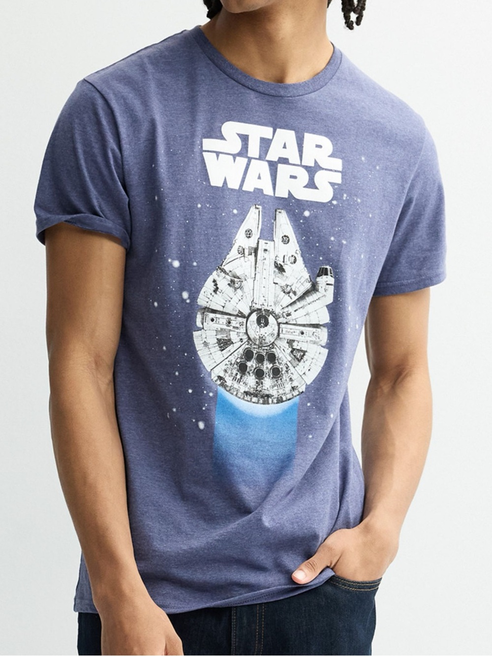 NEW Star Wars Men’s Blue T-shirt Millennium Falcon Mad Engine Large